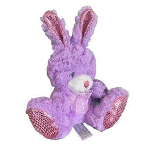 Homerbest Bunny Rabbit Plush 7” Purple & Pink Stuffed Animal With Bow Easter
